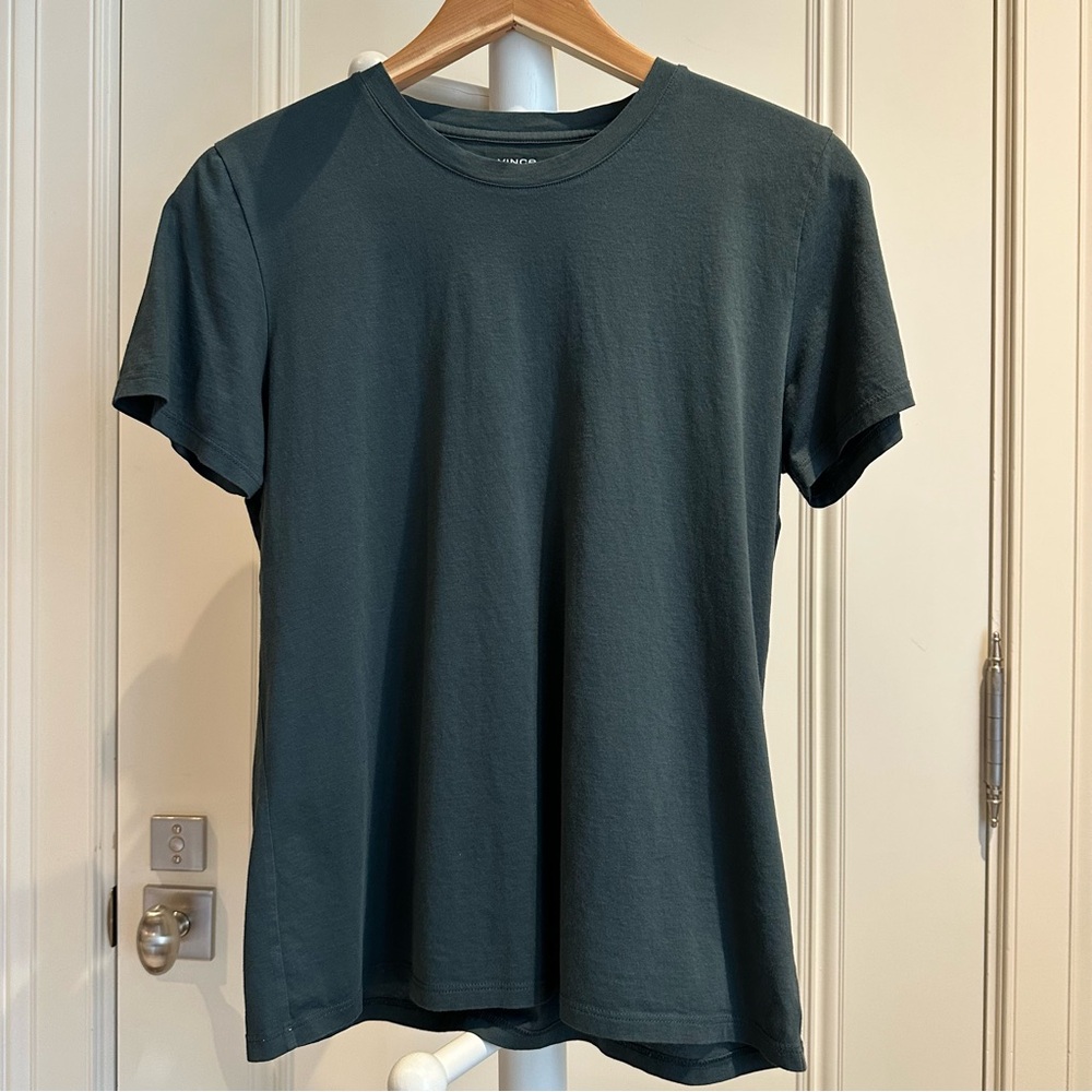 Vince essential Pima cotton crew neck T-shirt (L, dark green)